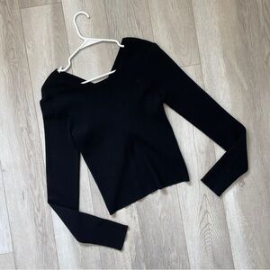 A.L.C. Ribbed Sweater chance criss cross womens Black (medium) party going out